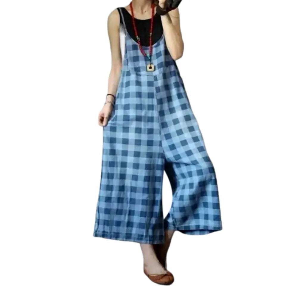 Women's Wide-leg Denim Overall - Blue