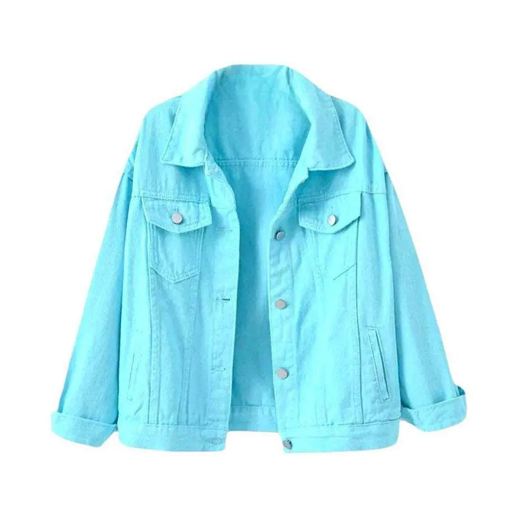 Y2k color jeans jacket for ladies