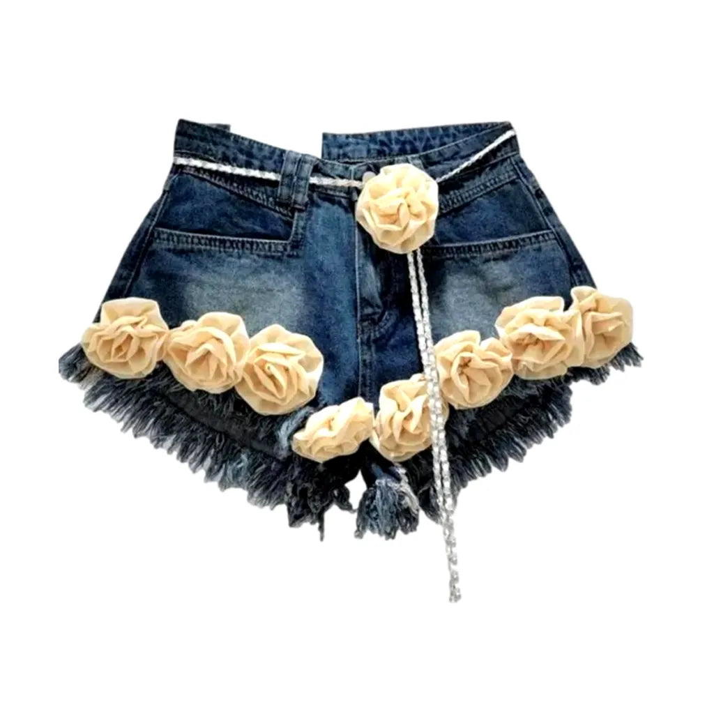 Y2k embellished denim shorts for women