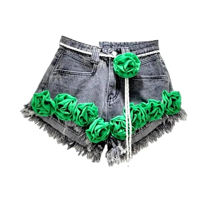 Y2k embellished denim shorts for women