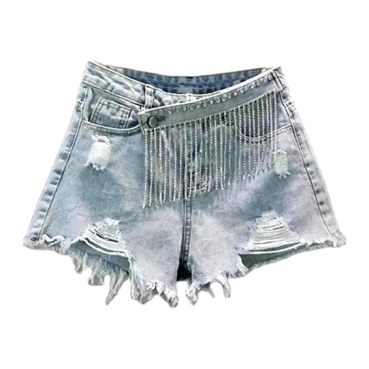 Y2k frayed-hem women's denim shorts