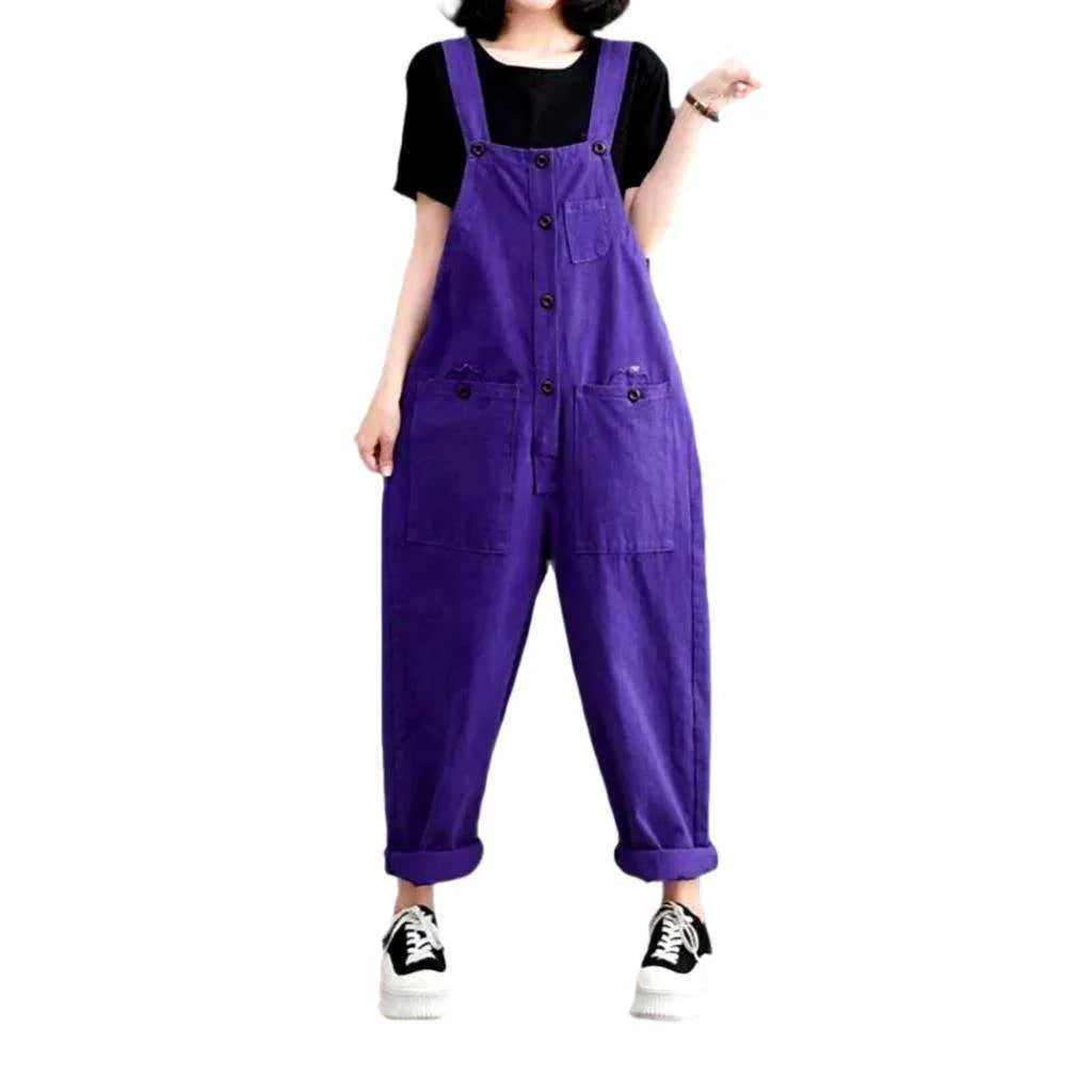 Y2k Loose Jeans Overall for Ladies - Violet