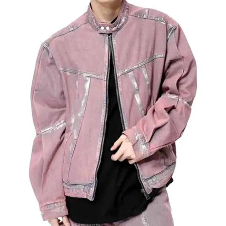 Y2k pink men's jean jacket