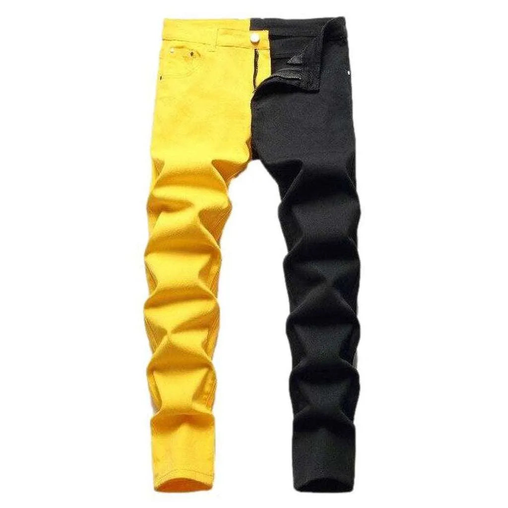 Yellow black slim men's jeans