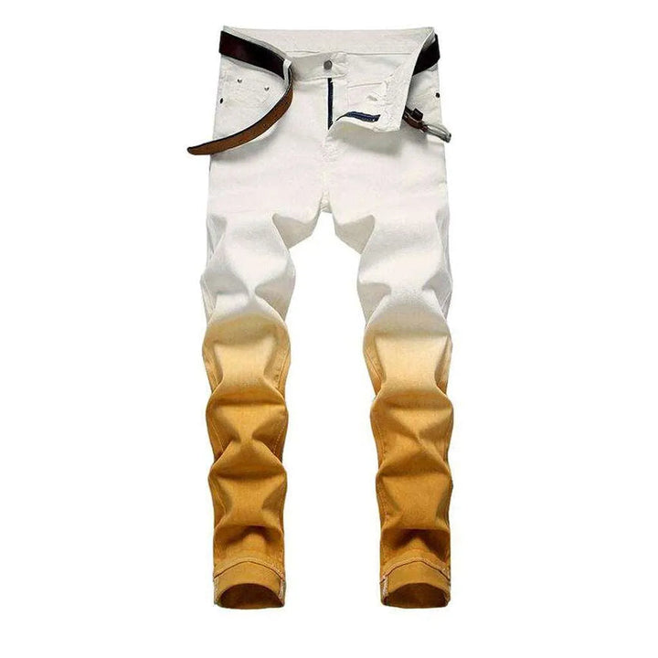 Yellow contrast white men's jeans