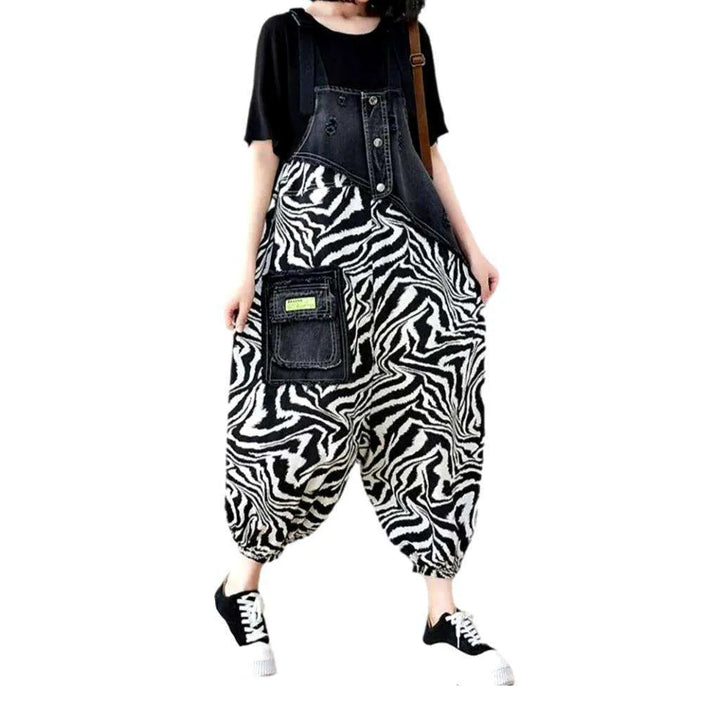 Zabra print denim jumpsuit
 for women
