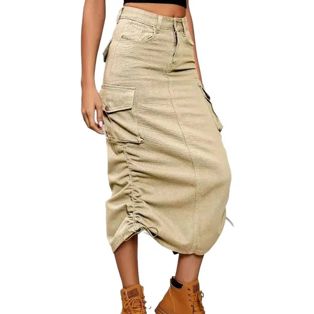 Zipper-button women's denim skirt